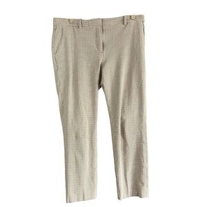 THEORY Treeca Pants Check Viscose Slim Cropped Mid Rise Yellow Plaid Size 6